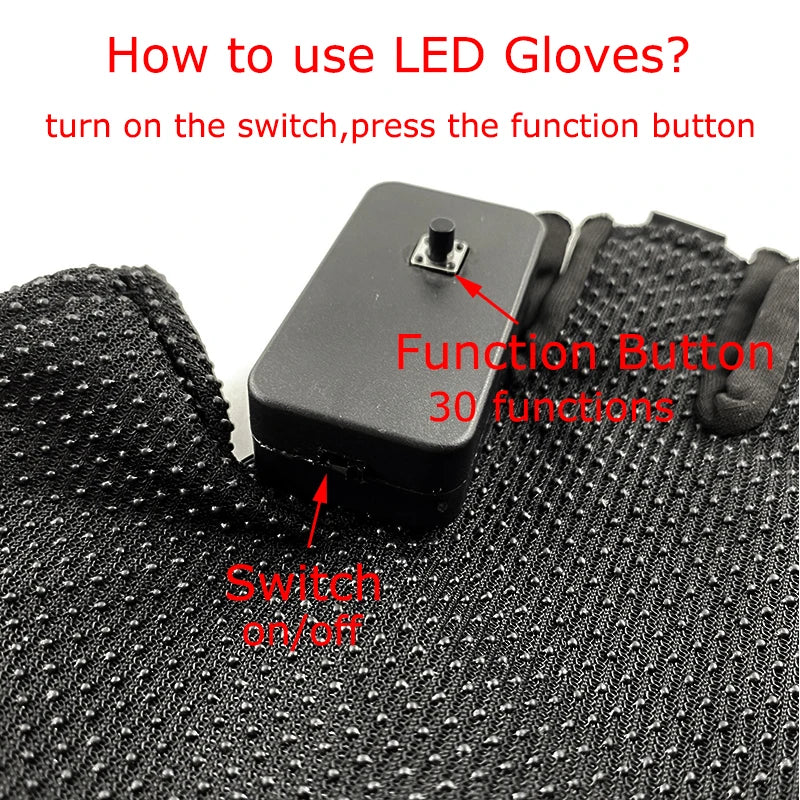 Rechargeable LED Glowing Gloves, Colour-Changing Pair for Stage and Parties