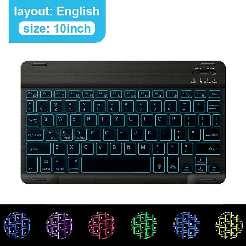 Mini Backlit RGB Bluetooth Keyboard with 2.4G Mouse for Tablet and Phone