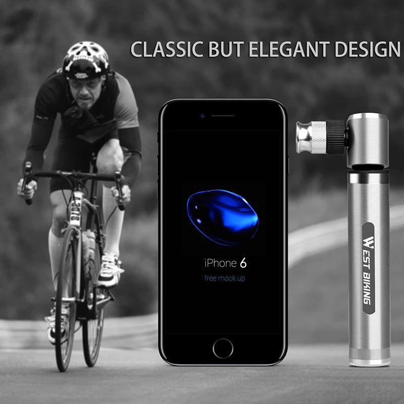 Portable Mini Aluminium Alloy Bike Pump, 160 PSI, Ultra Light