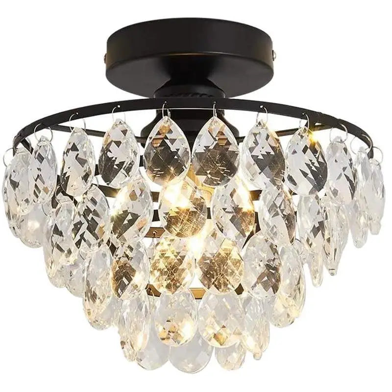 French-Style Crystal Semi-Flush Ceiling Light, Gold, Black or Silver