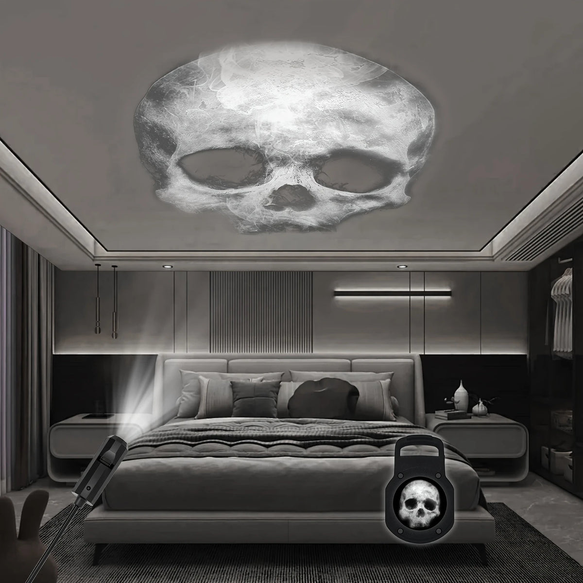 Halloween USB LED Projection Lamp, Ghost, Bat, Spider and Skeleton Patterns