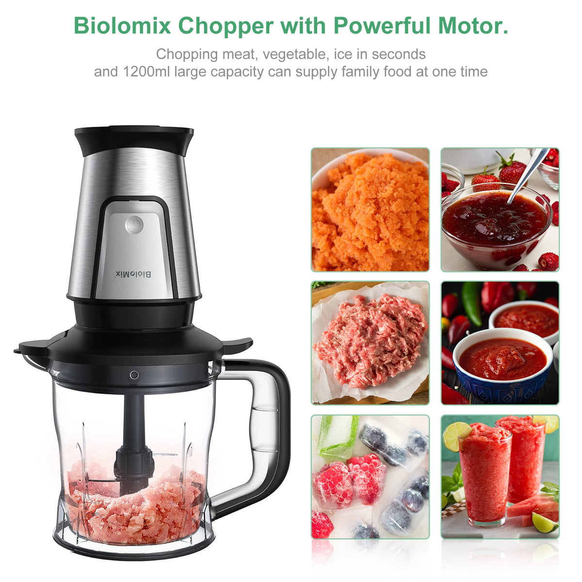 700W 3-in-1 Food Processor, Portable Blender, Chopper and Dry Grinder