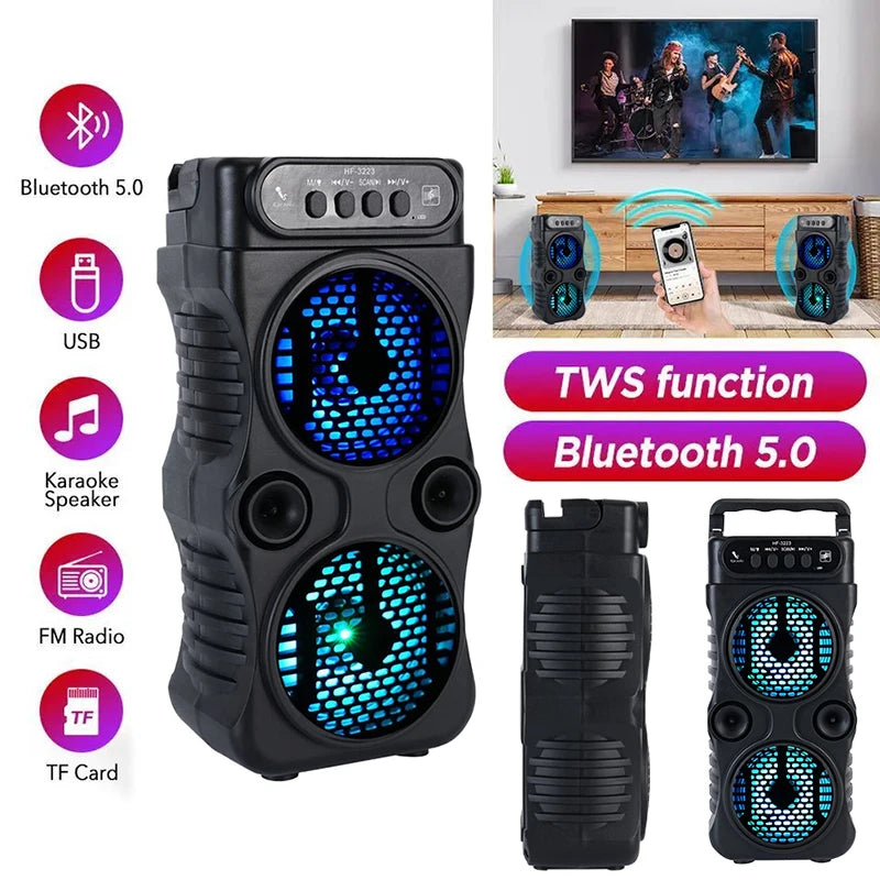 3 Inch Portable Dual Stereo Bluetooth Speaker, USB Powered, Subwoofer Bass