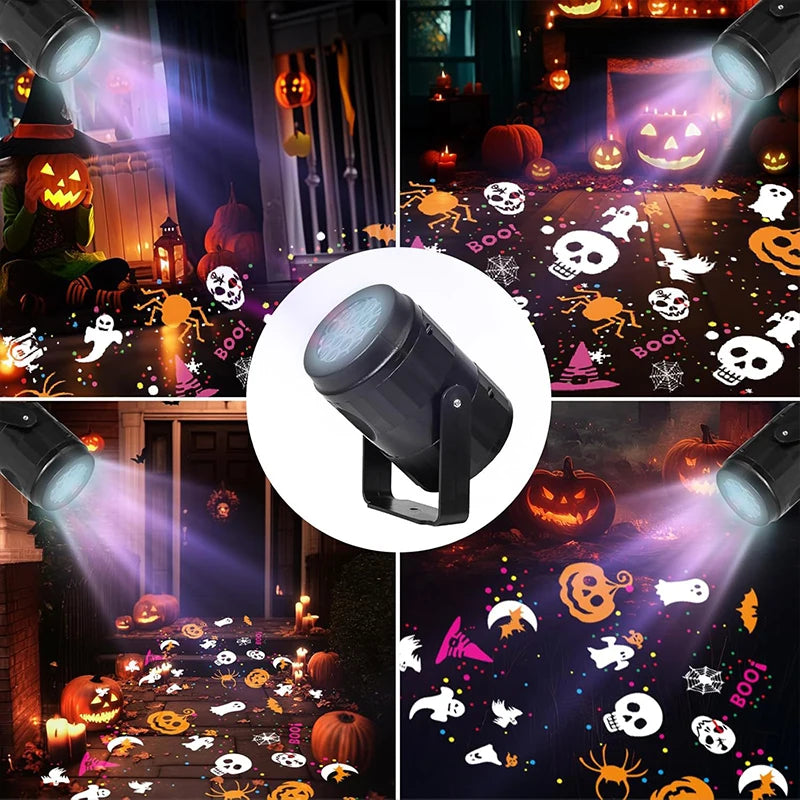 Halloween LED Pattern Projector Light, Rotatable, Ghost, Pumpkin and Spider