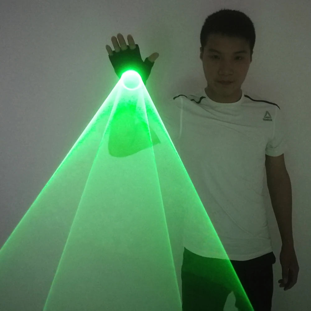 Green Rotating Laser Gloves, 30-Minute Glow Party Props