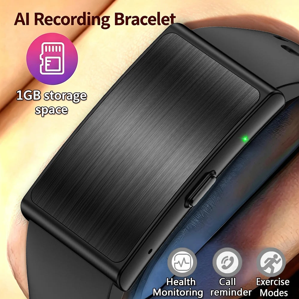 AI Recording Smart Bracelet with 79-Language Transcription, 1GB