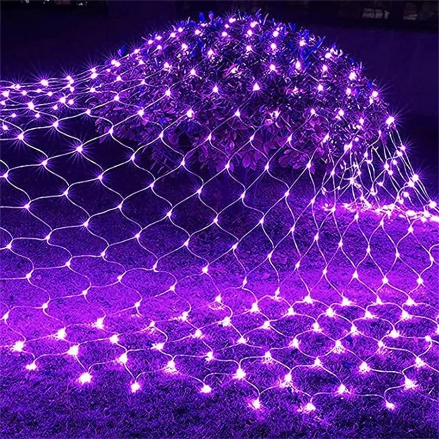 Purple LED net fairy lights