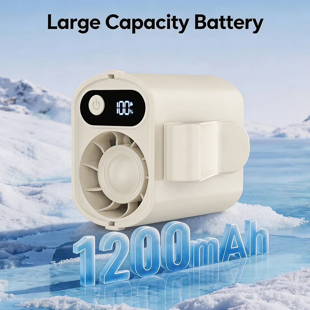 Mini Clip-On Cooling Fan, LED Display, 5-Speed, Type-C Rechargeable