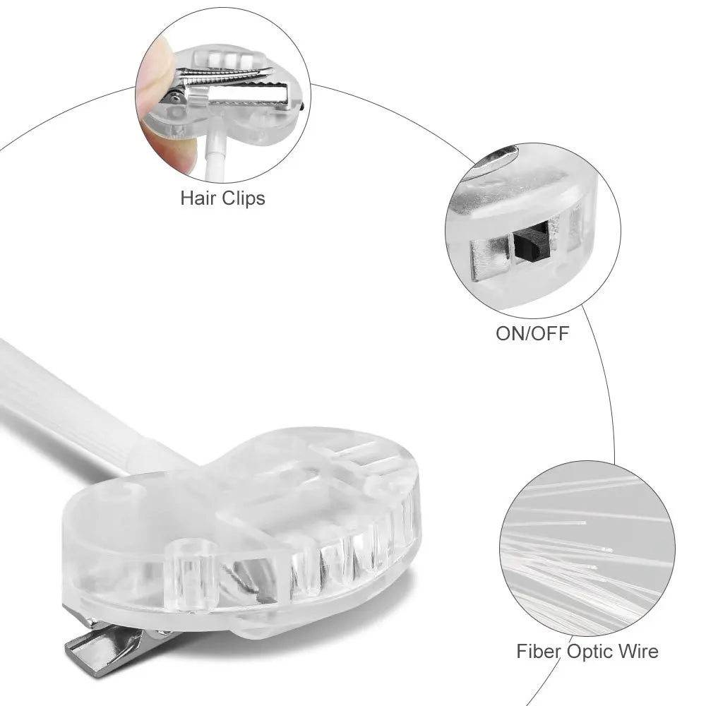 10-Pack LED Fibre Optic Light-Up Hair Clips for Parties