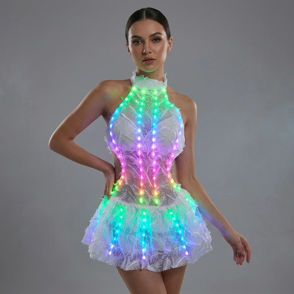 Colourful LED Light-Up Skirt for Clubs, Weddings and Stage Performance