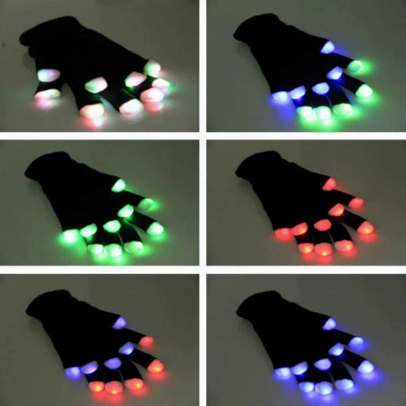 LED Light-Up Finger Gloves for Parties and Cosplay