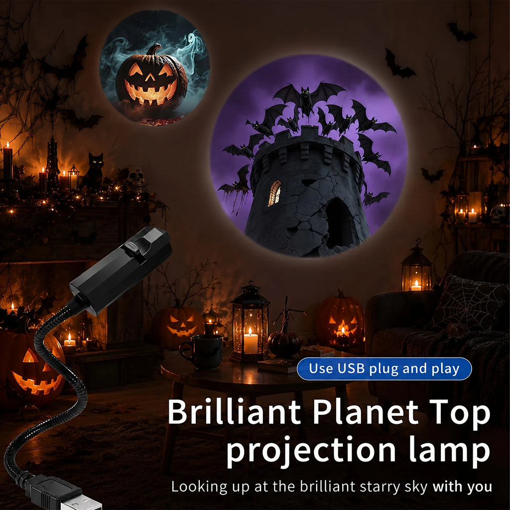 Halloween USB LED Projection Lamp, Ghost, Bat, Spider and Skeleton Patterns