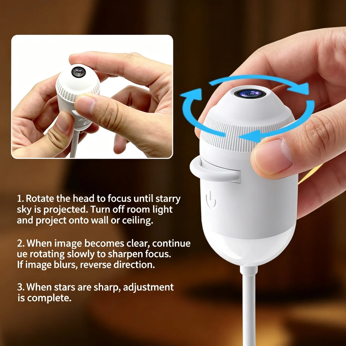 USB Galaxy Projector Lamp, Flexible Gooseneck, White