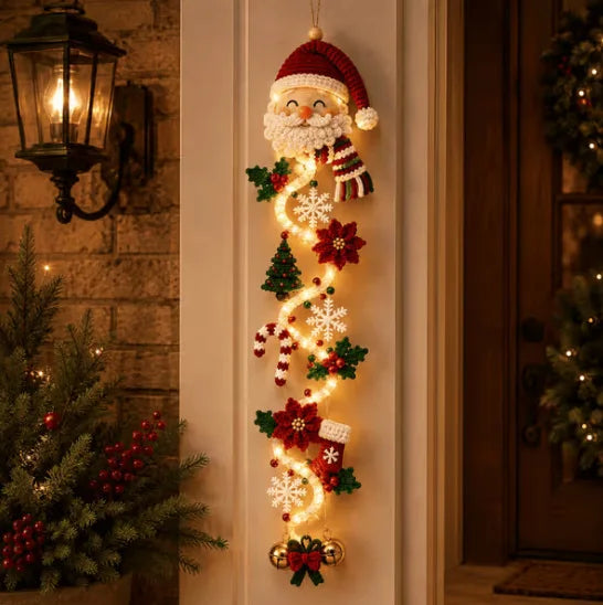 Glowing Christmas Door Hanger, Large Lighted Tree