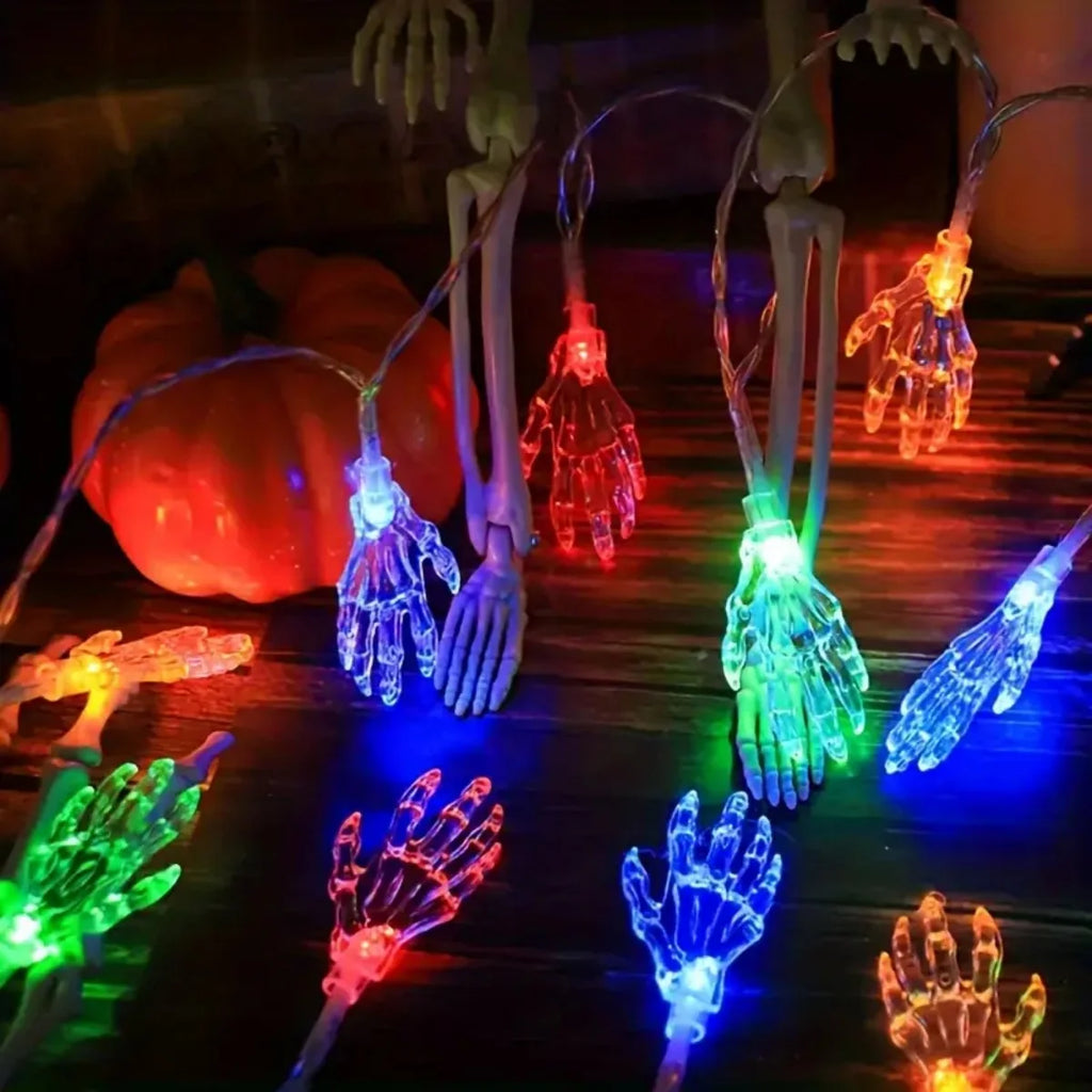 20 LED Halloween Skeleton Hand String Light, Battery Powered