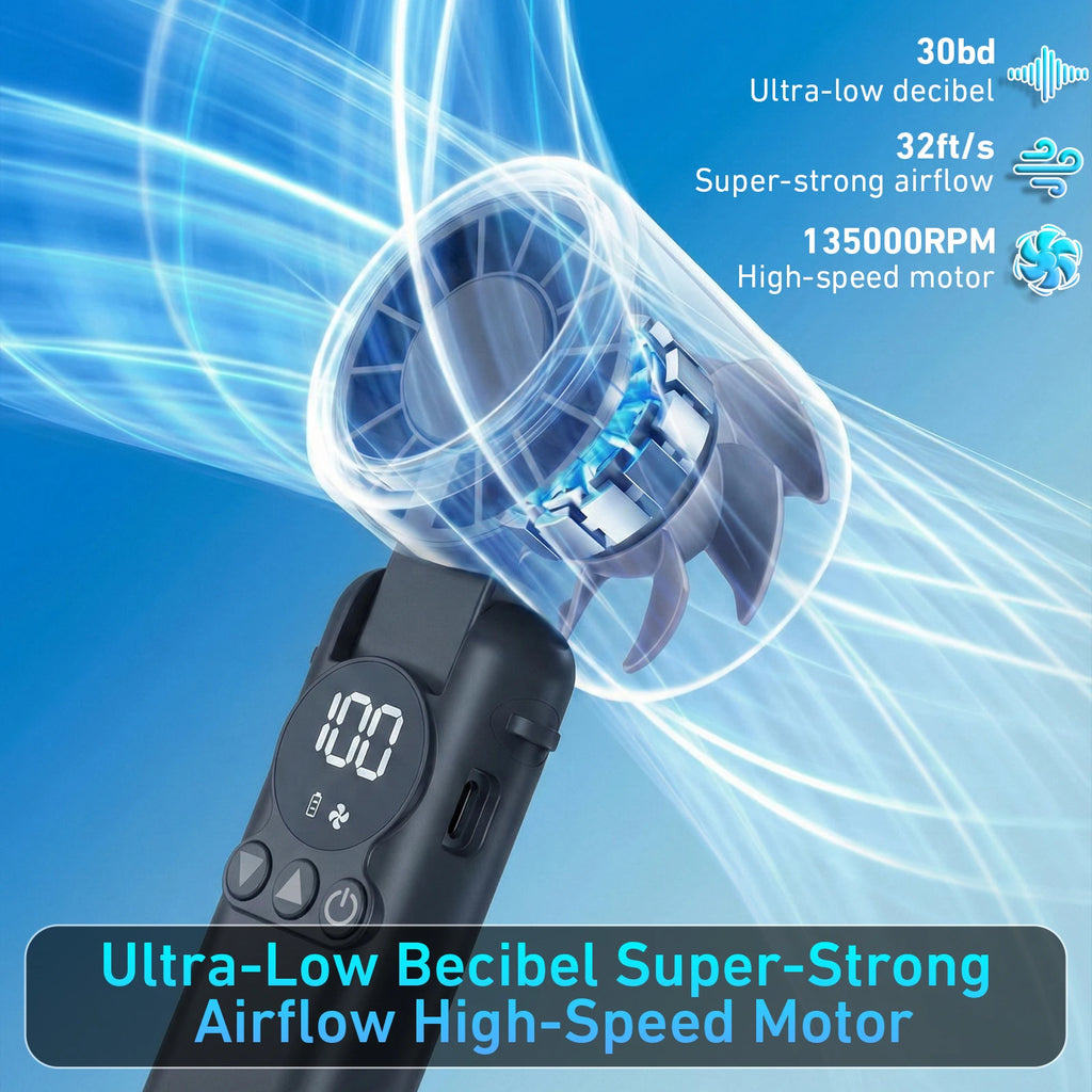 3-in-1 Portable Handheld and Desk Fan, 5000mAh, with Holder