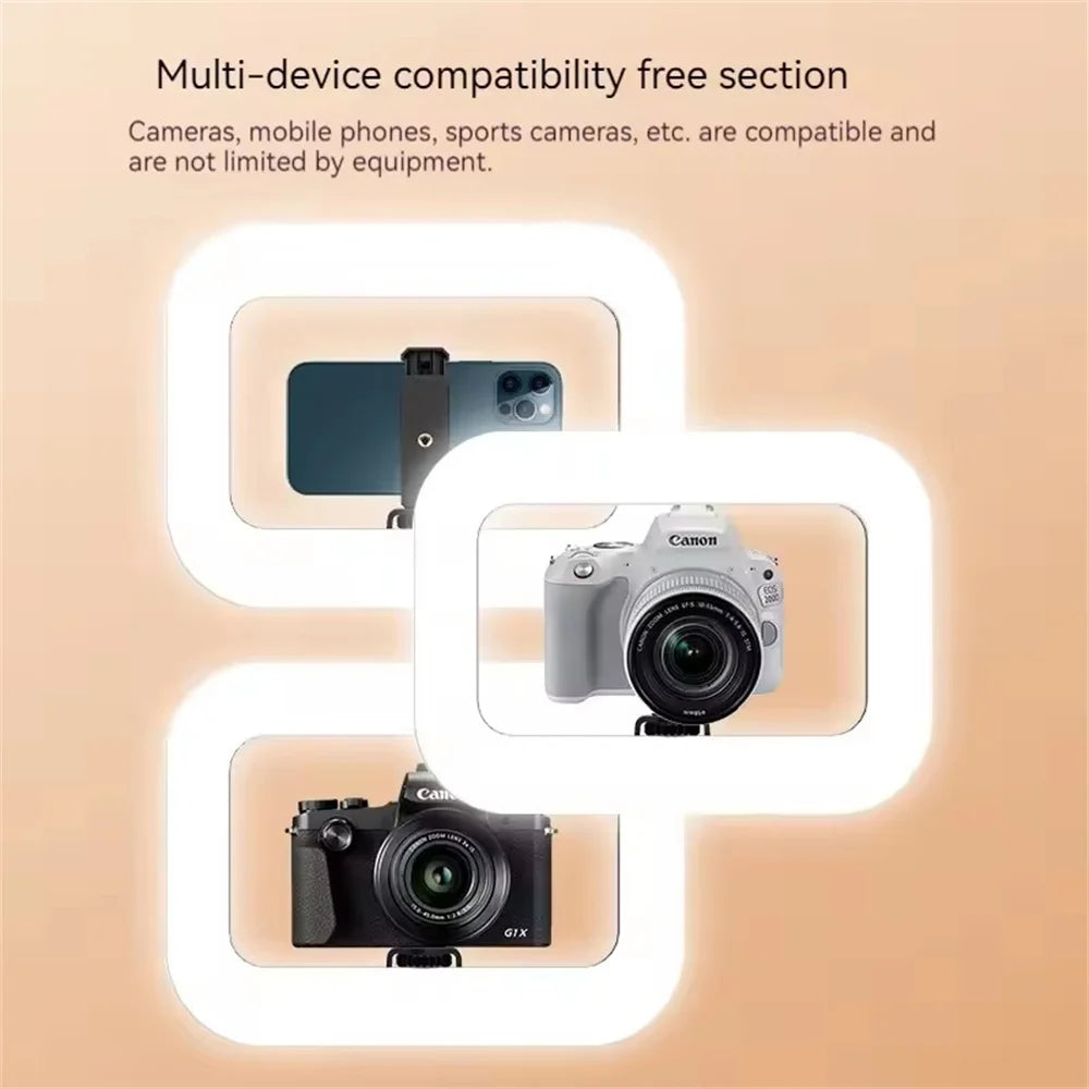 Handheld Ring LED Fill Light, Rechargeable, Desktop Selfie Light