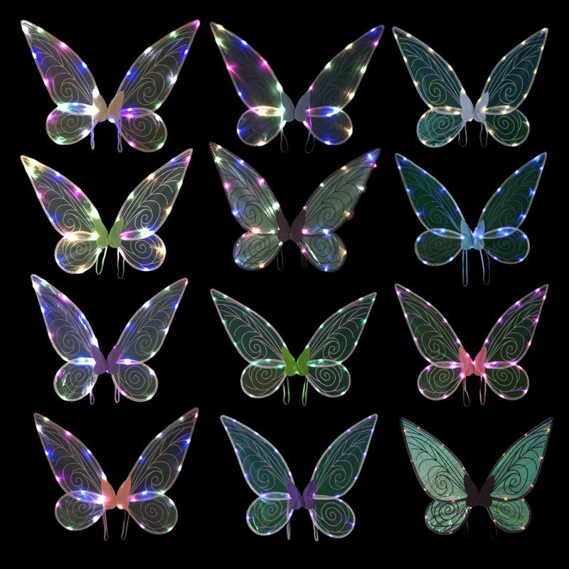 Kids DIY Light-Up Elf Wings with Flower Wreath Crown