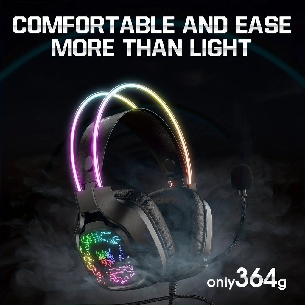 RGB Wired Gaming Headset with Noise-Cancelling Mic for PC, PS4, PS5 & Xbox