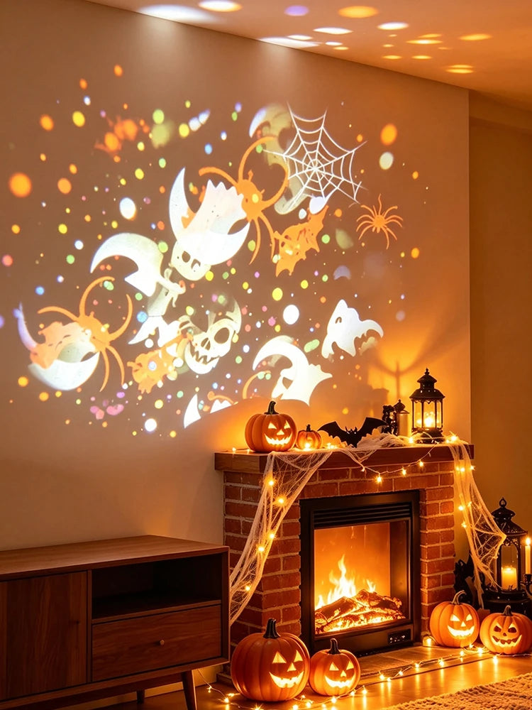 Halloween LED Pattern Projector Light, Rotatable, Ghost, Pumpkin and Spider