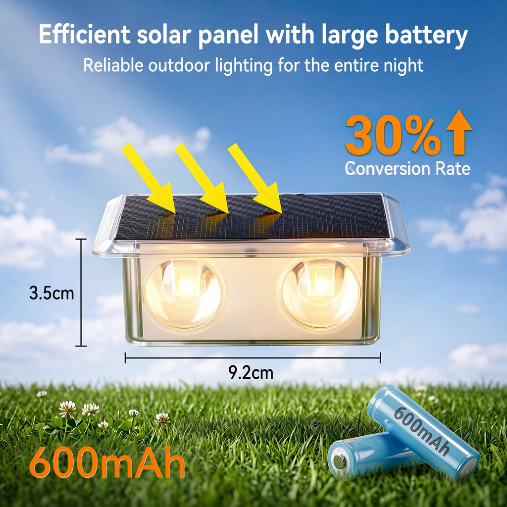 RGB LED Solar Fence Lights, Top and Bottom Light, IP65, 2/4 Set