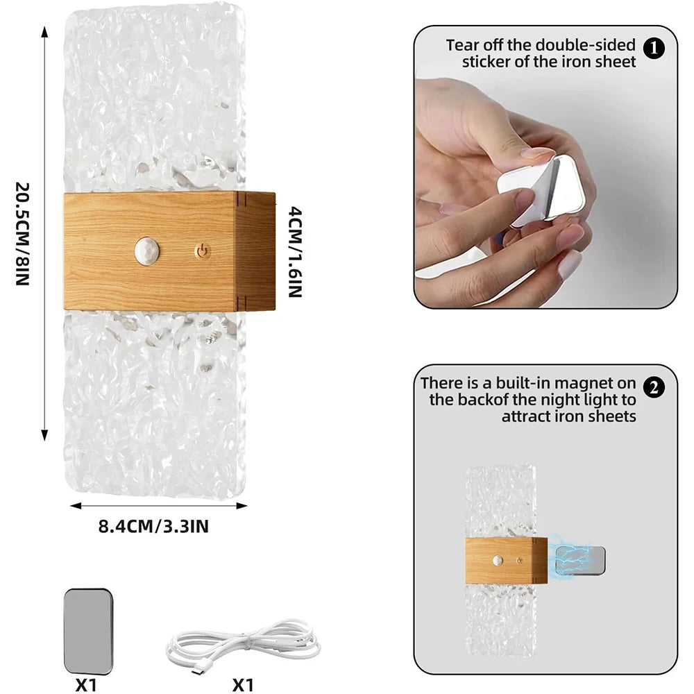 Motion Sensor Acrylic LED Wall Lamp, 2 Pack