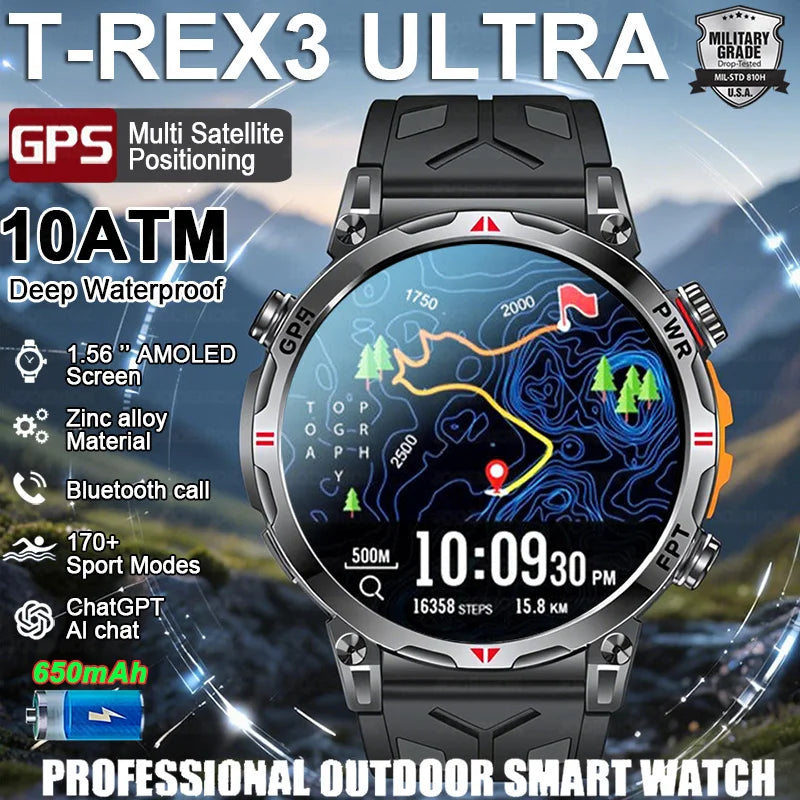 Rugged GPS Smart Watch with Compass, Altimeter & Barometer, 5ATM