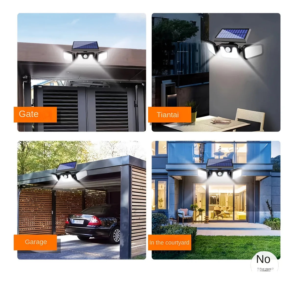 Three-Head Solar LED Wall Light with Motion Sensor, IP55