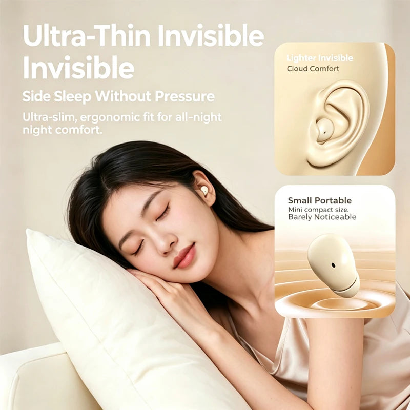 Mini Wireless Sleep Earbuds with 360° Rotating Slide-Open Charging Case