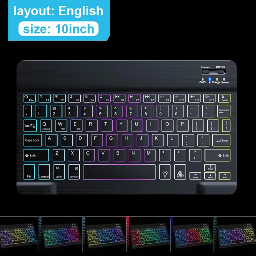 Mini Backlit RGB Bluetooth Keyboard with 2.4G Mouse for Tablet and Phone