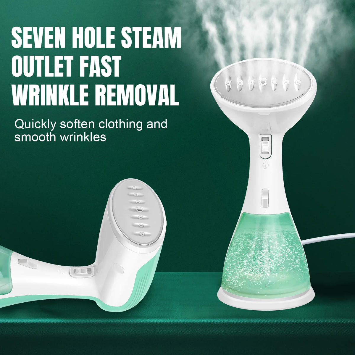 1500W Portable Handheld Clothes Steamer, 300ml Tank, 30s Heat-Up, 1.5m Cable
