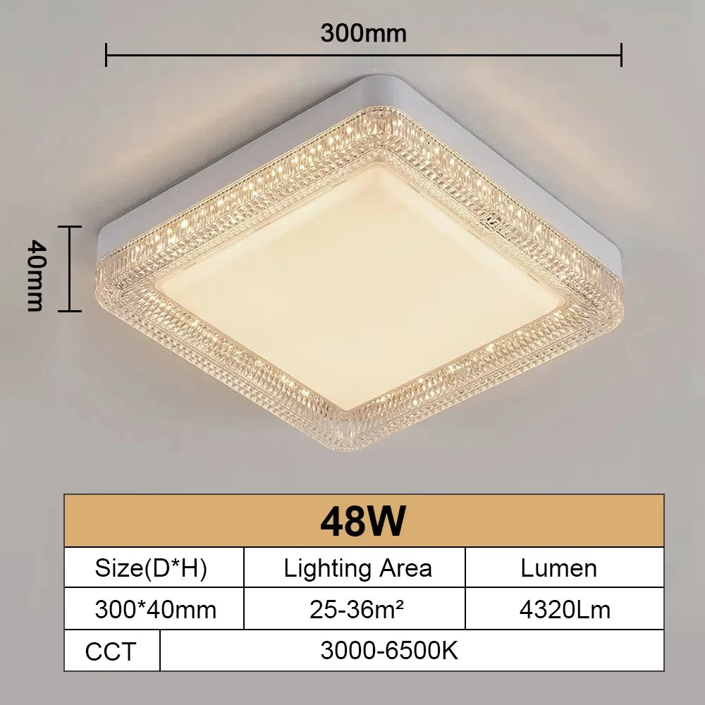 Modern Crystal LED Ceiling Lamp, Adjustable 18W-48W