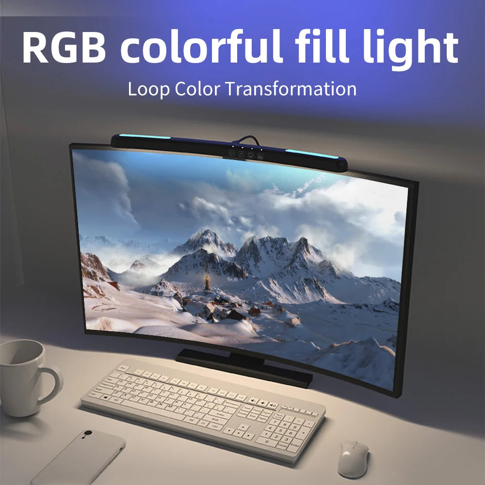 USB RGB Monitor Light Bar, Stepless Dimming, Screen Hanging