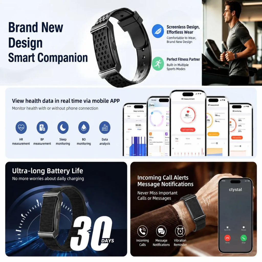 Screenless Fitness Tracker Wristband, Waterproof (2026)