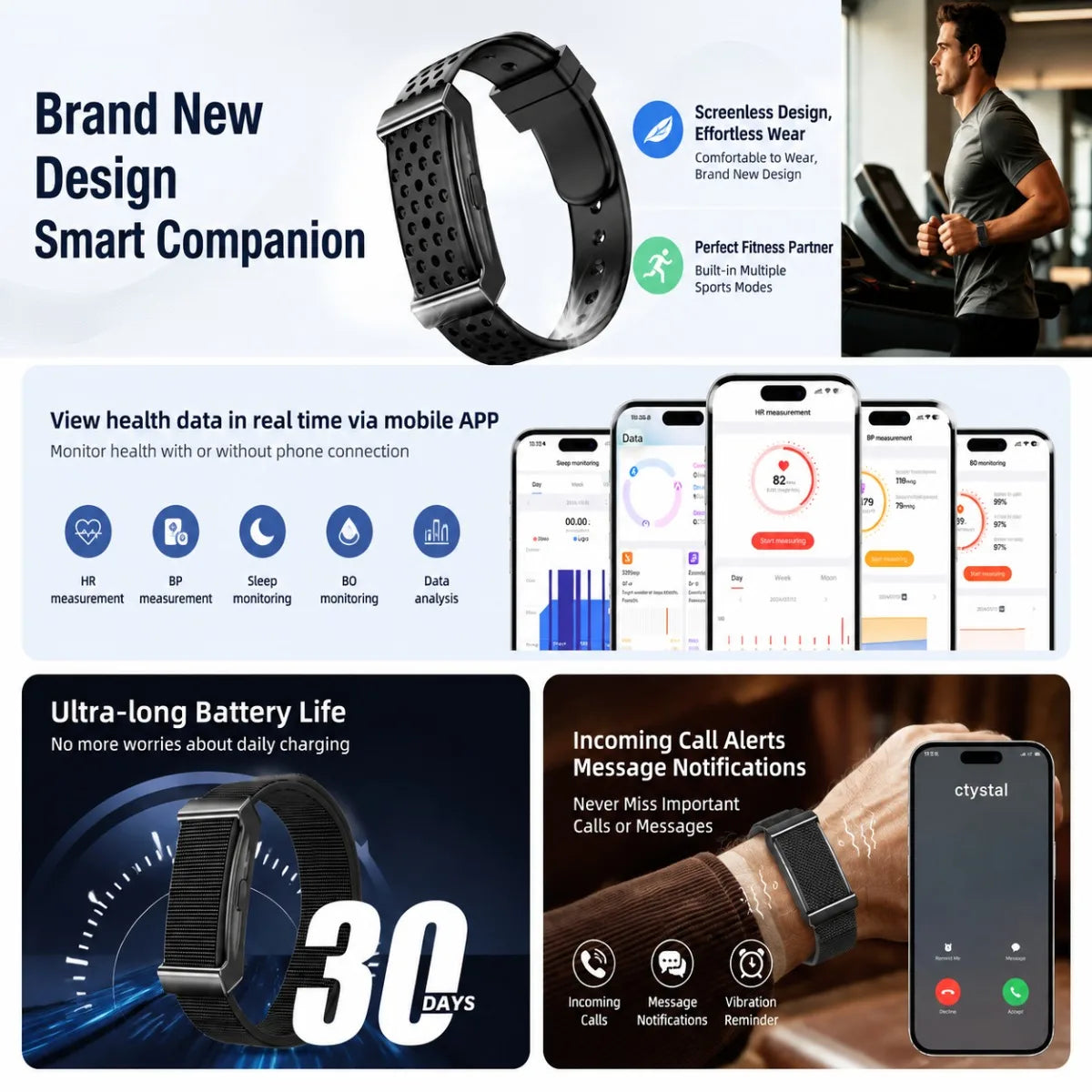 Screenless Fitness Tracker Wristband, Waterproof (2026)
