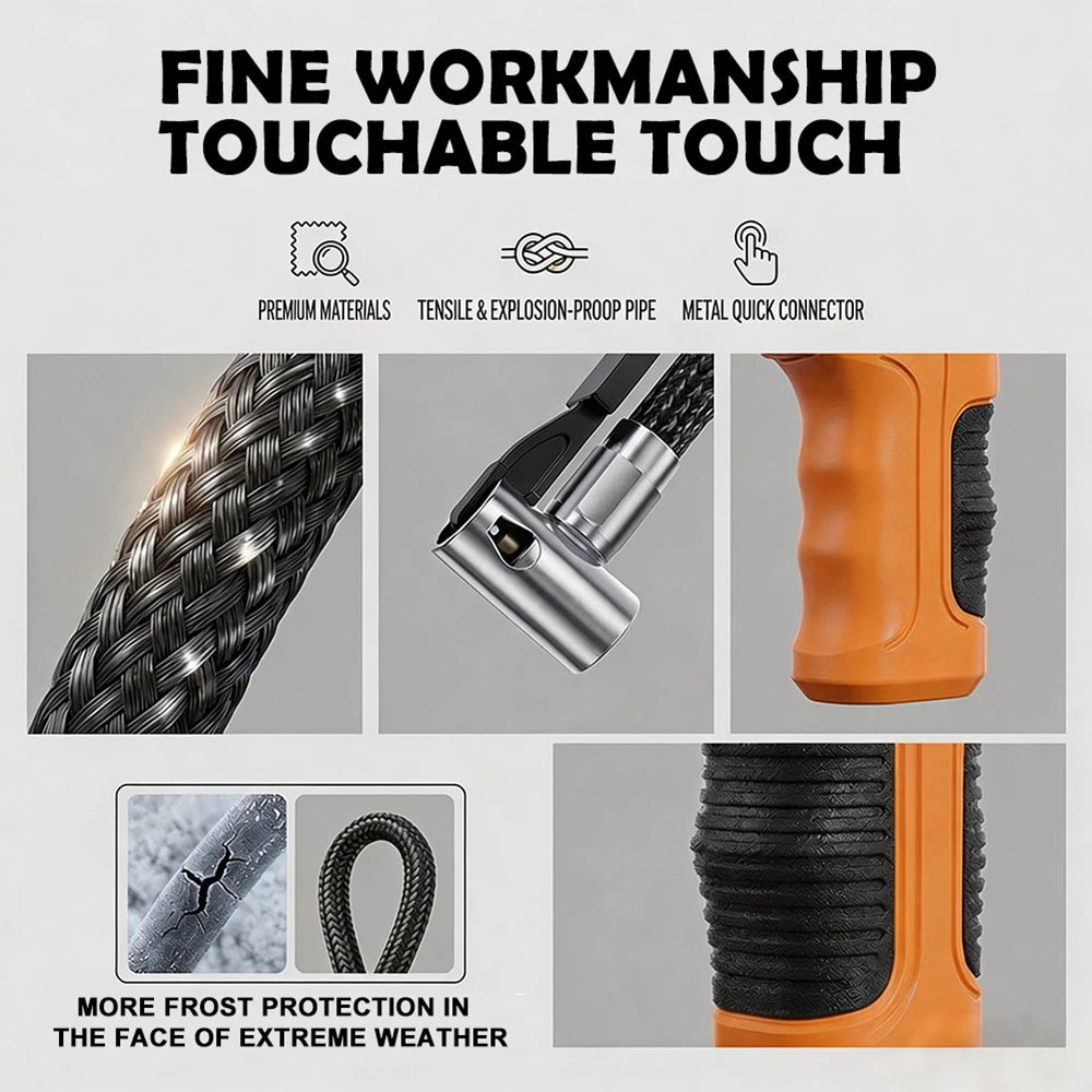 Handheld Wireless Digital Tyre Inflator, Type-C Charging, 150 PSI Max, 4 Nozzles