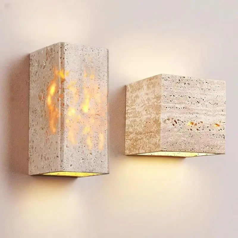 Travertine Stone Wabi-Sabi LED Wall Light, IP65