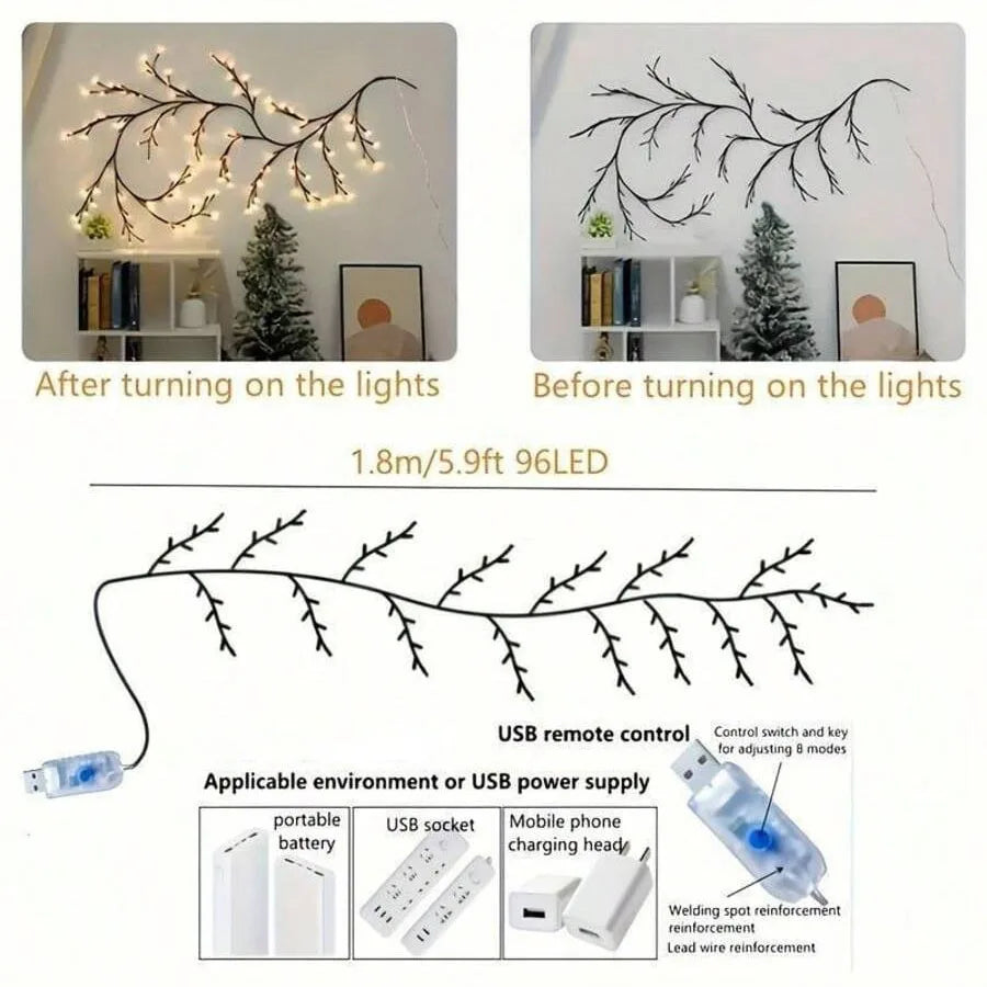 LED Birch Tree Light, Bendable Willow Vine, Indoor Atmosphere Decor