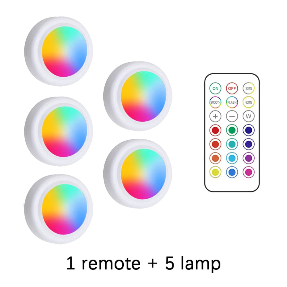 RGB LED Under-Cabinet Lights with Remote, Battery Powered