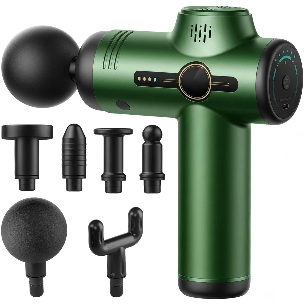 Mini Massage Gun, Ultra Quiet 3200 RPM, 6 Speeds and 6 Heads, Rechargeable