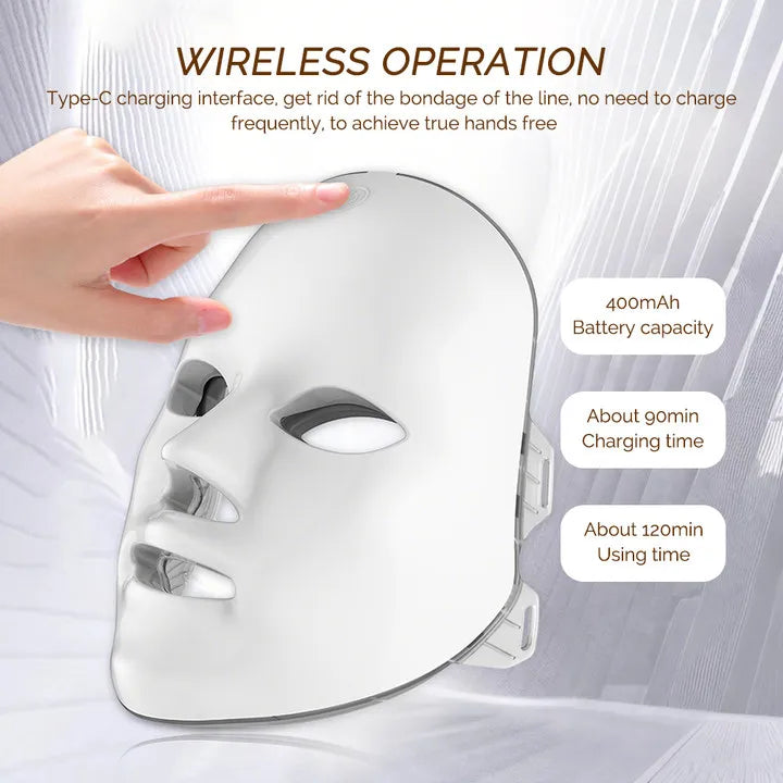 Rechargeable LED Facial Mask, 7 Colour Light Modes