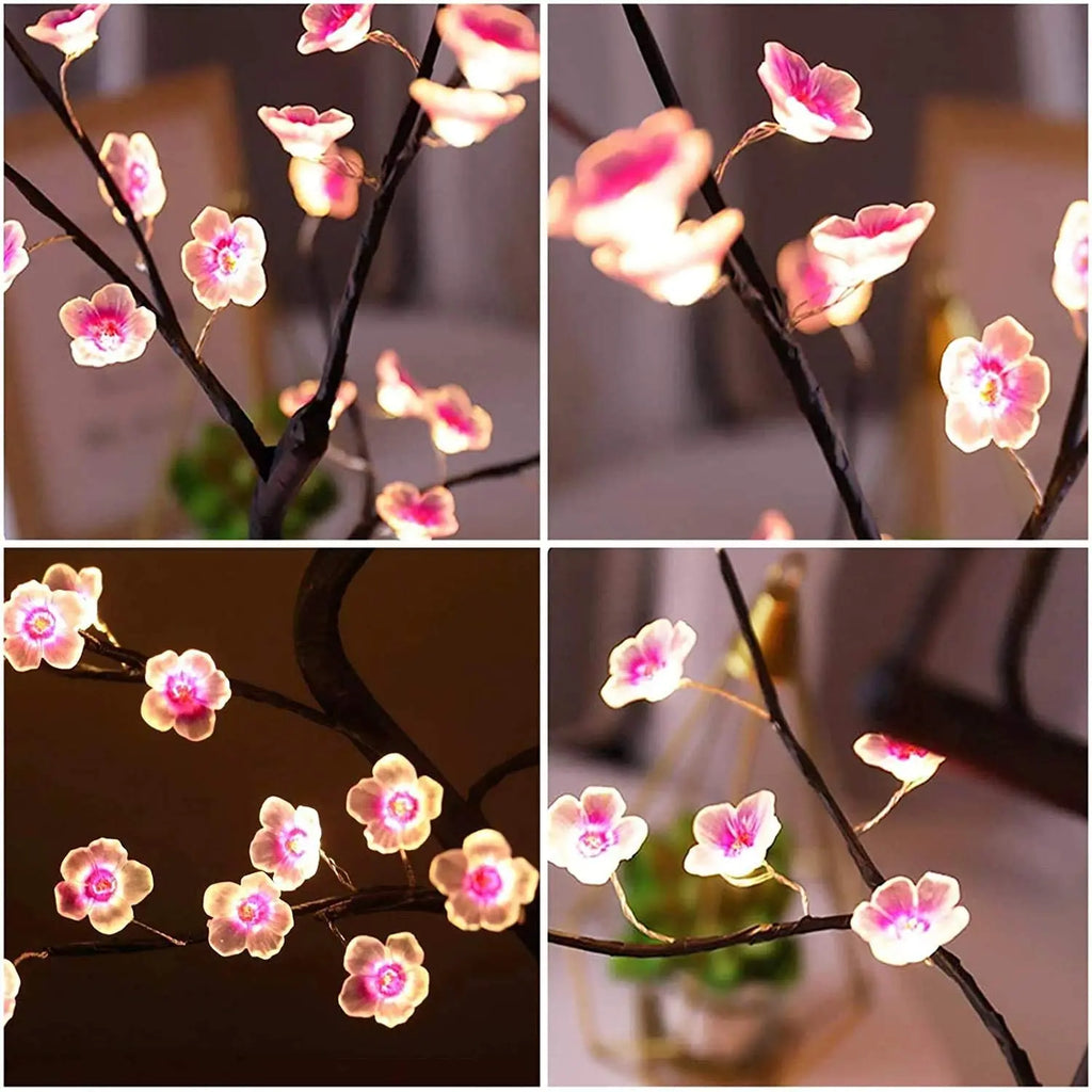 Cherry Blossom Bonsai Tree Night Light, USB or Battery, Touch Switch