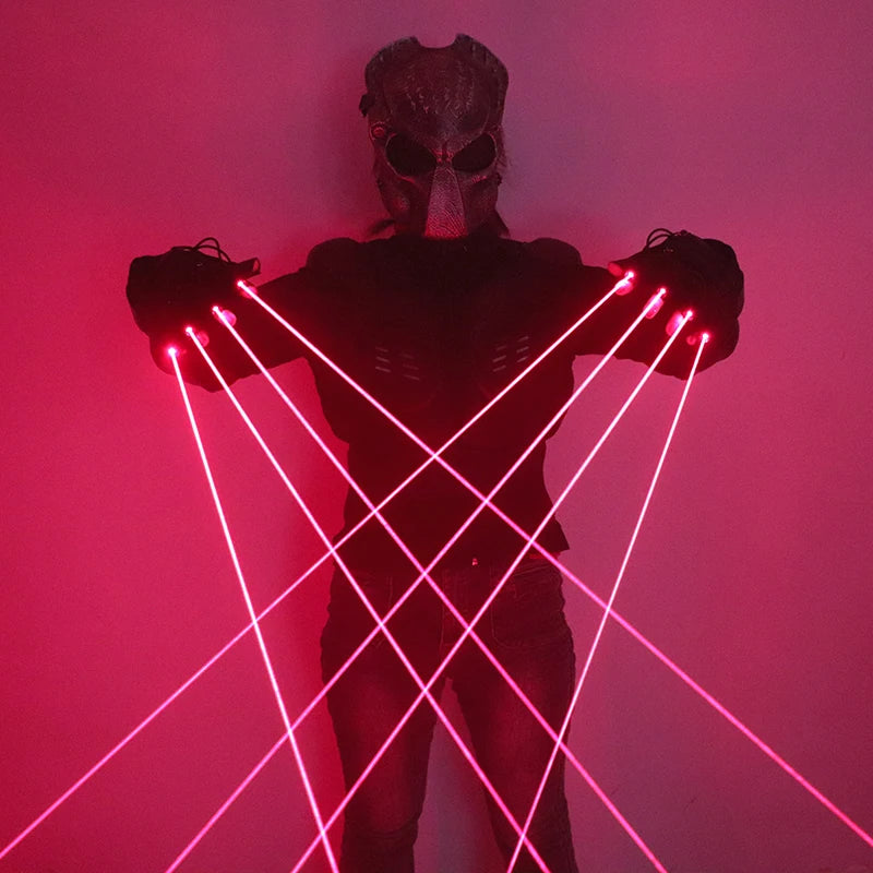 650nm Red Laser Gloves, 4-Piece Palm Laser Set for DJ, Club and Stage Shows