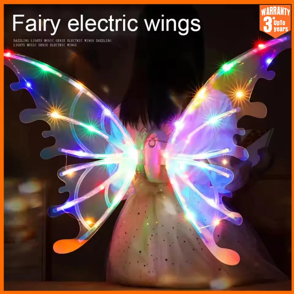 Electric Butterfly Wings Toy with Music and Lights, Moving Fairy Wings for Kids