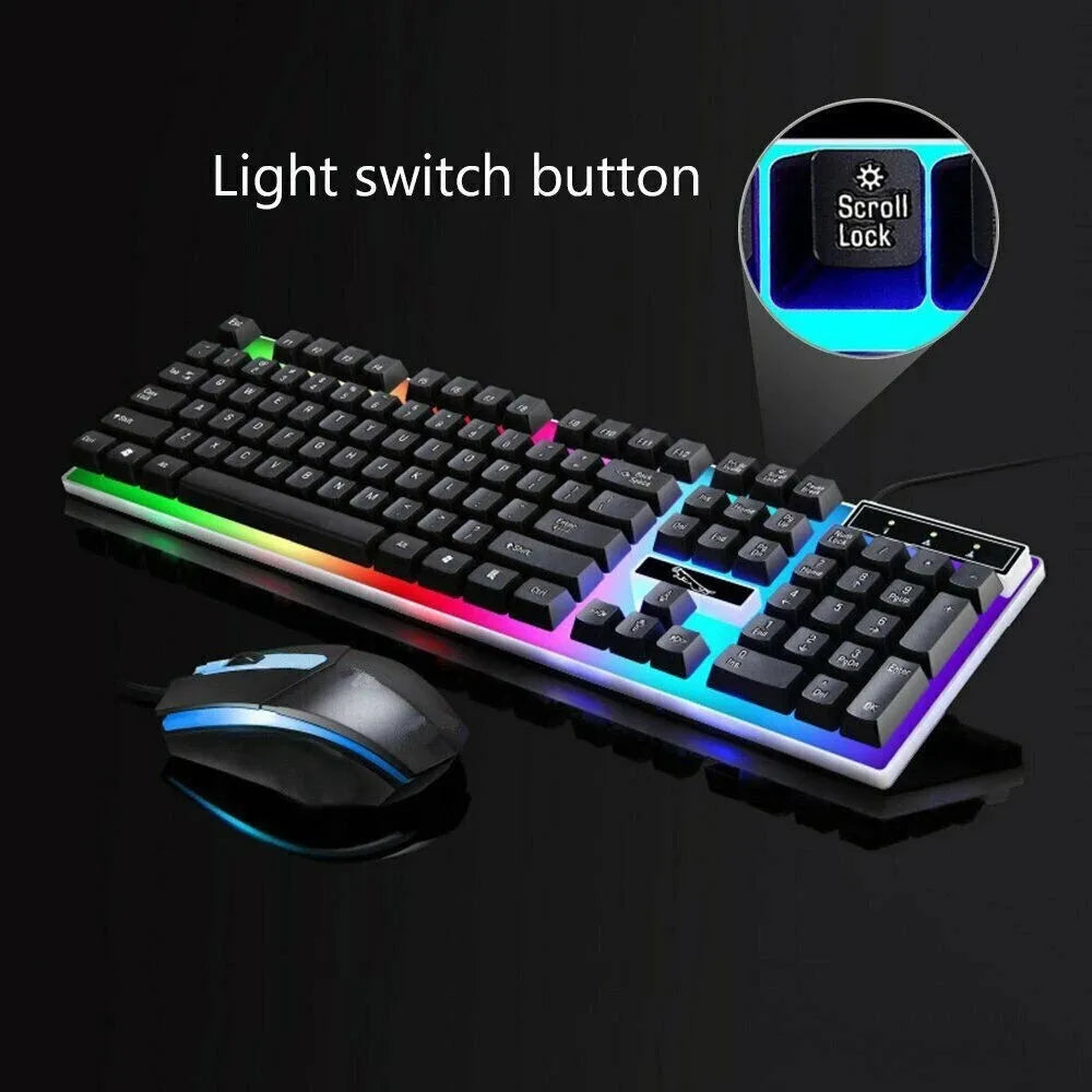 RGB LED gaming keyboard and mouse set
