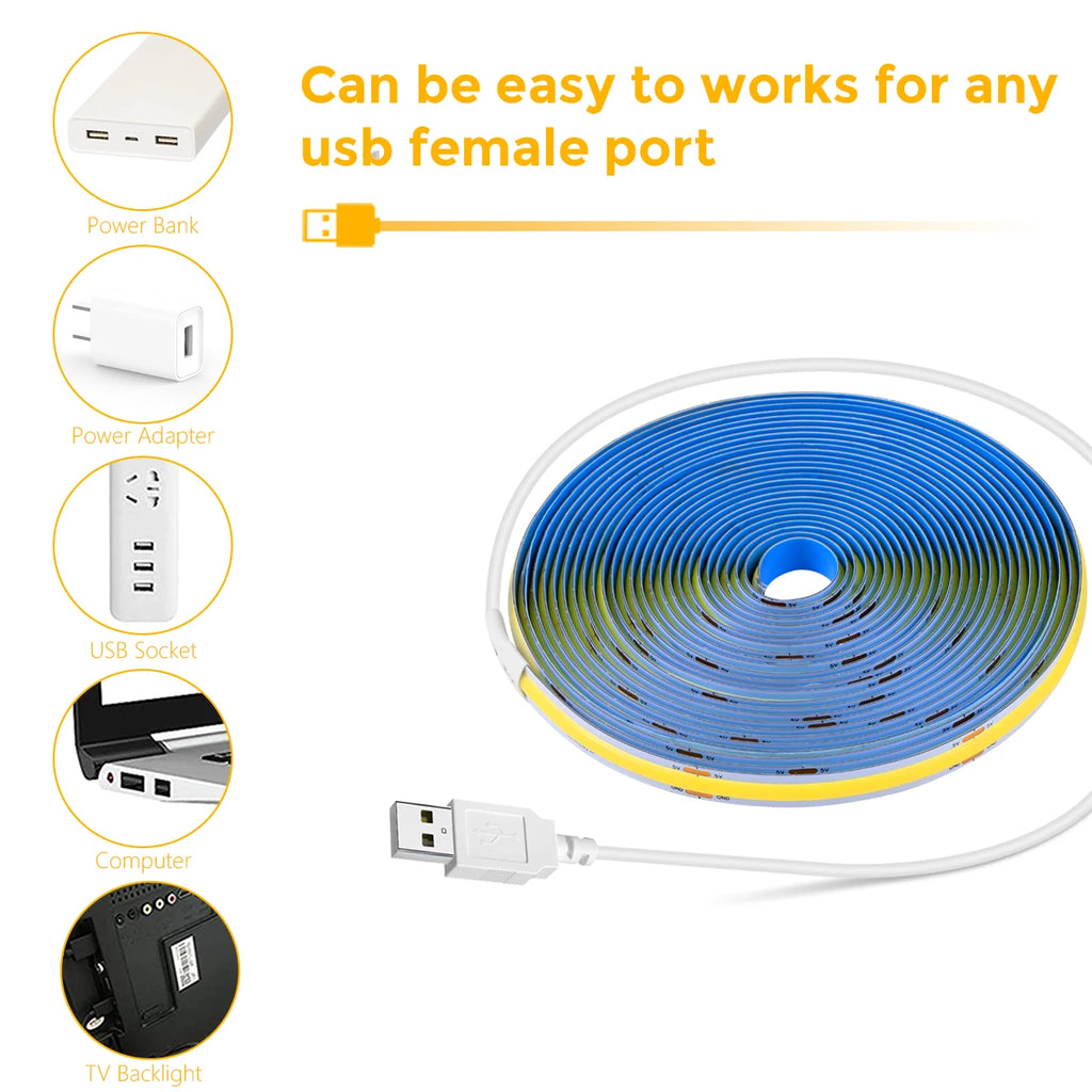 USB LED Under-Cabinet COB Light Strip with Hand-Wave Sensor