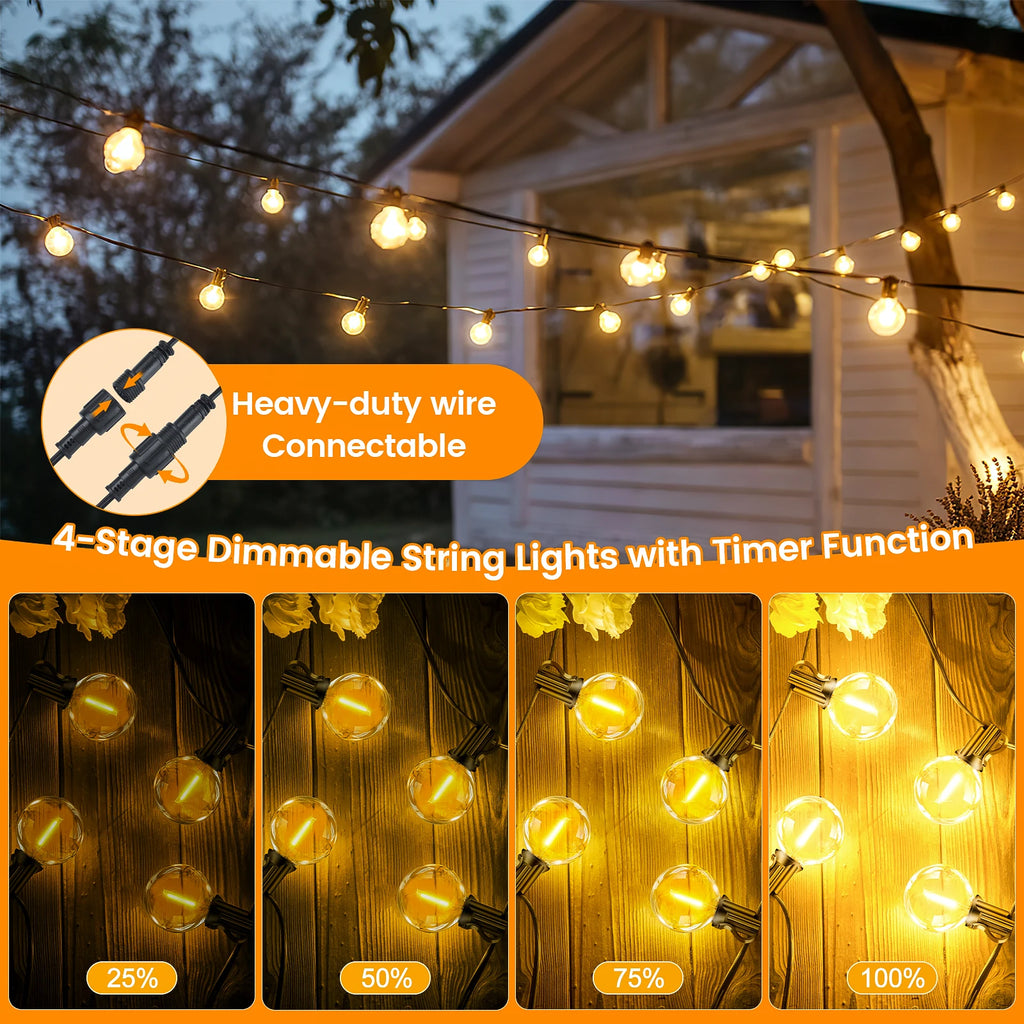 Outdoor G40 Globe String Lights, UK Plug, 24V, Remote, 15/30/45M
