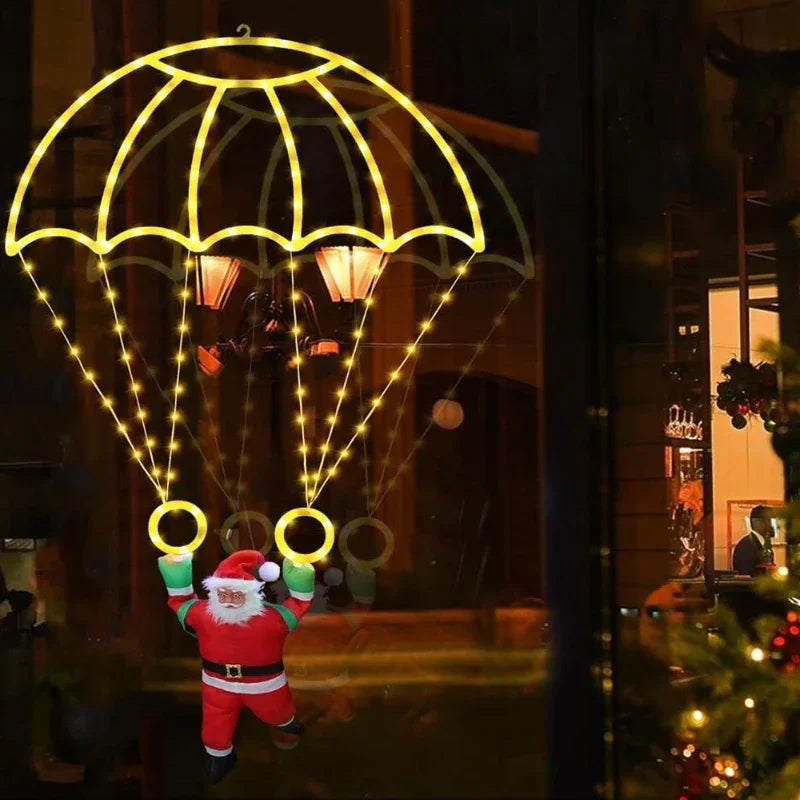 LED Christmas Parachute Lights with Santa, USB Powered