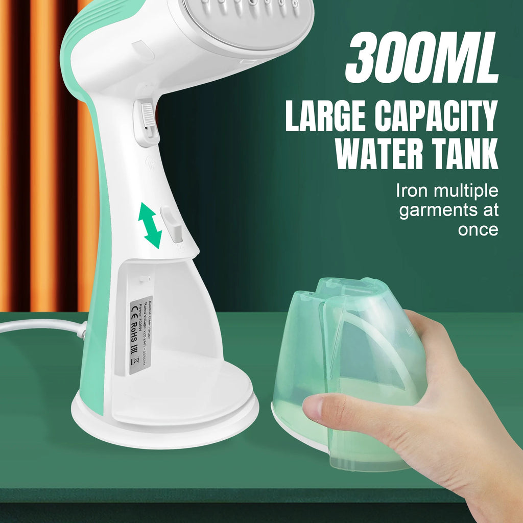 1500W Portable Handheld Clothes Steamer, 300ml Tank, 30s Heat-Up, 1.5m Cable