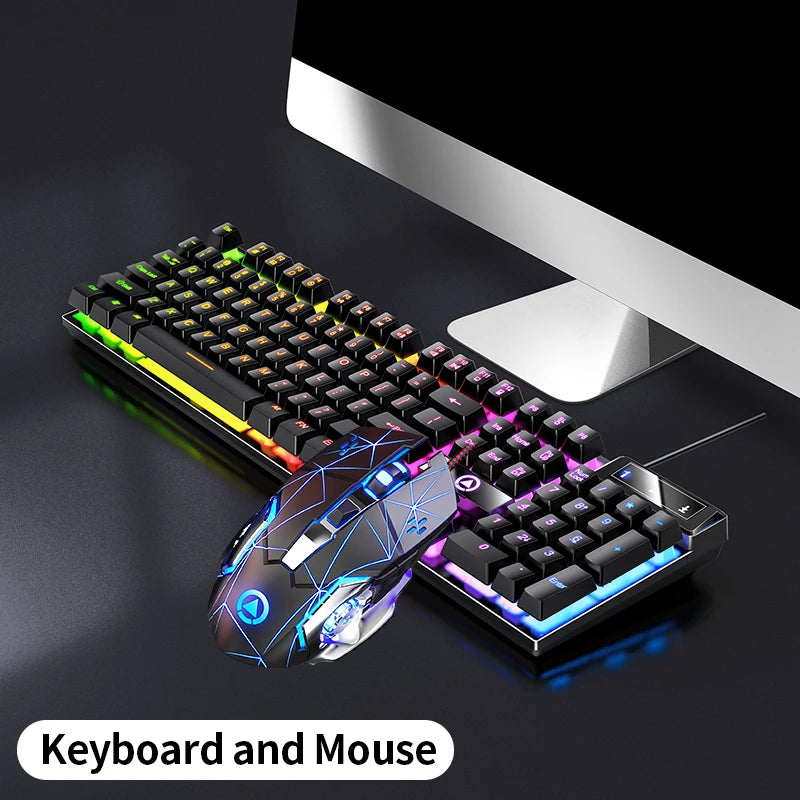 Wired Backlit Keyboard and Mouse Combo, USB, Ergonomic